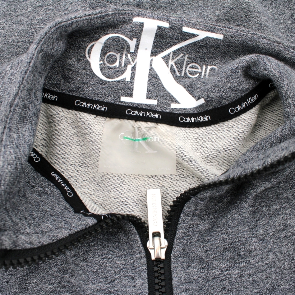 Calvin Klein Grey Half-Zip Cropped Sweatshirt – Size S - Picture 4 of 5